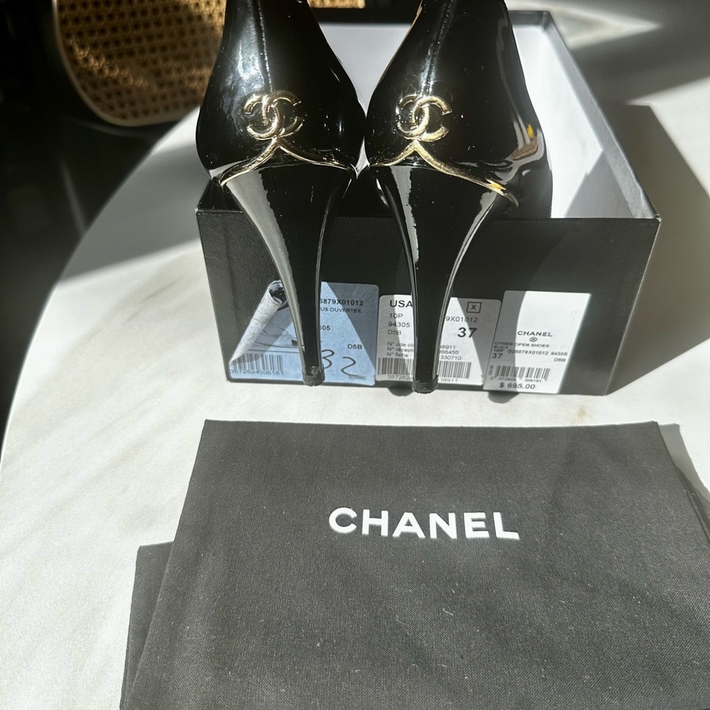 Chanel Patent leather peep toe 6.5